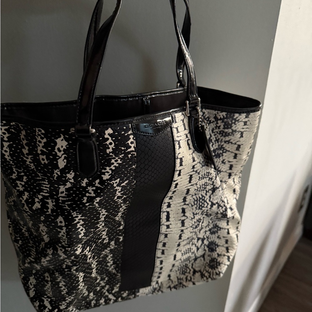 Coach Black and Cream Patterned Tote